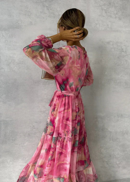 Ilena Floral Maxi Dress with Tie Waist
