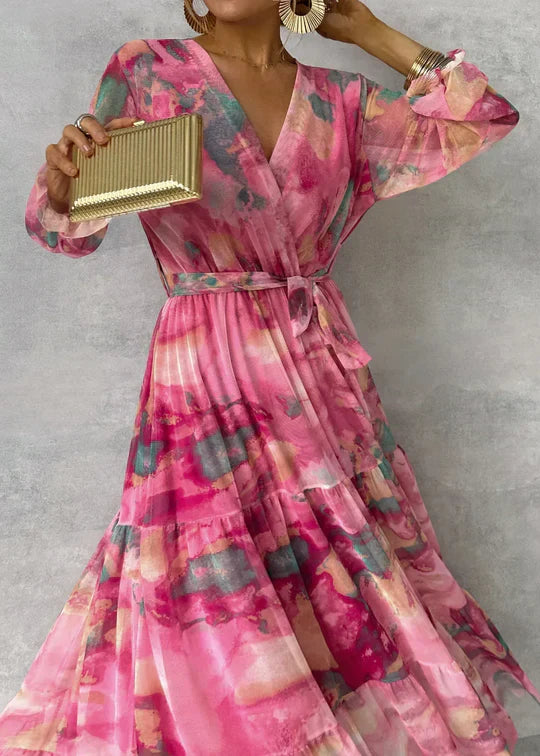 Ilena Floral Maxi Dress with Tie Waist
