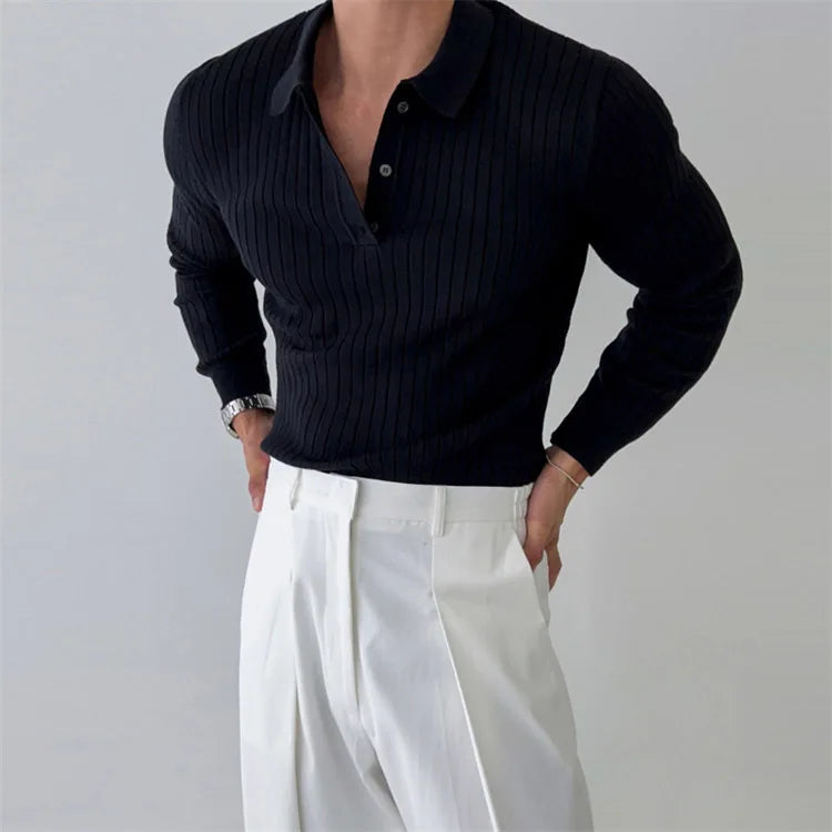Jackson Ribbed Long Sleeve Polo