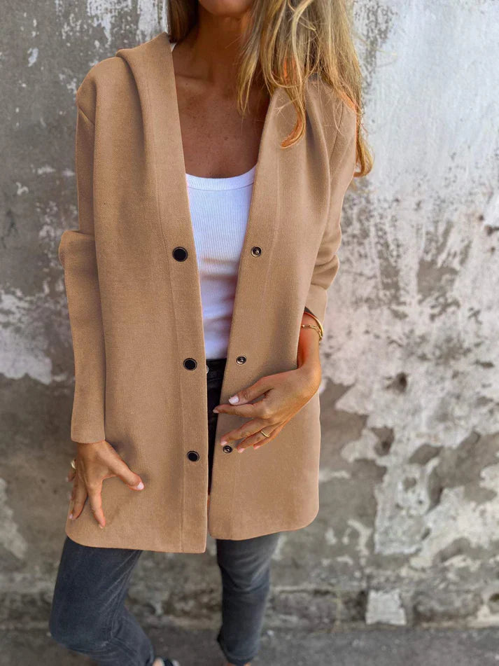 JERSEY HOODED MID-SEASON COAT
