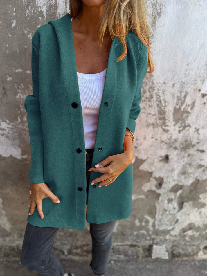 JERSEY HOODED MID-SEASON COAT