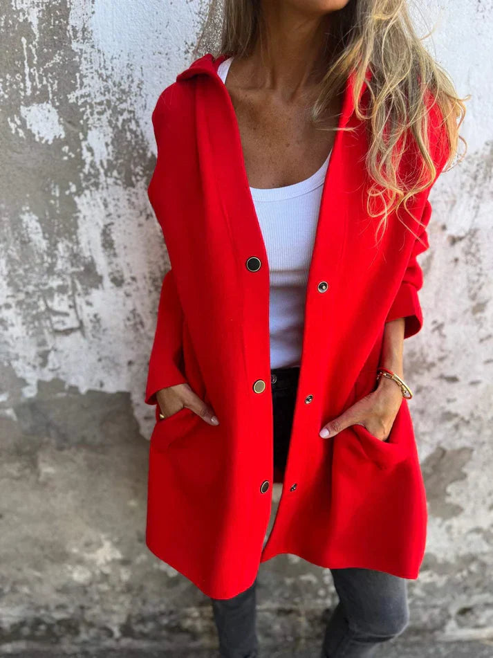 JERSEY HOODED MID-SEASON COAT