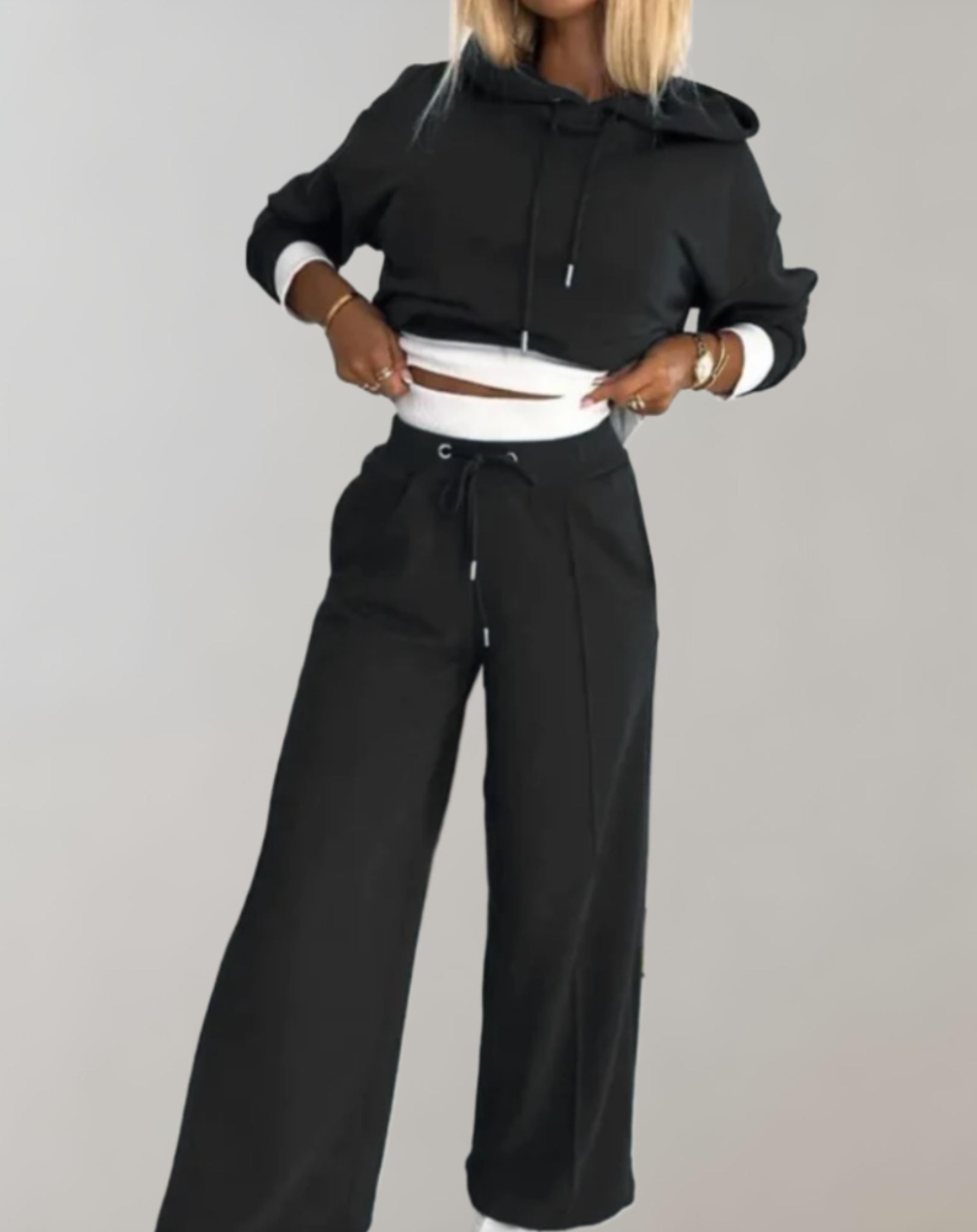 Liz 2-Piece Lounge Set with Cropped Hoodie