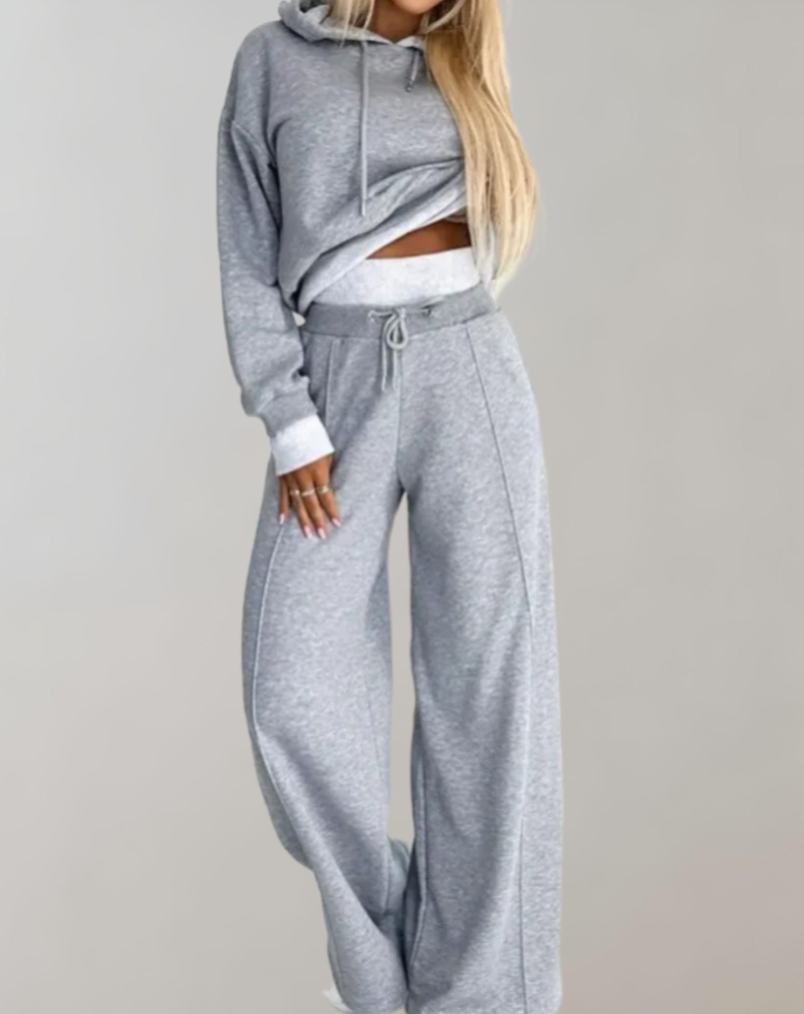 Liz 2-Piece Lounge Set with Cropped Hoodie