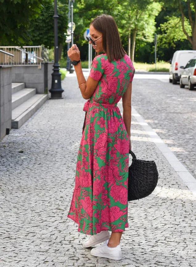 Milou Printed V-Neck Midi Dress