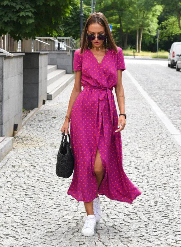 Milou Printed V-Neck Midi Dress