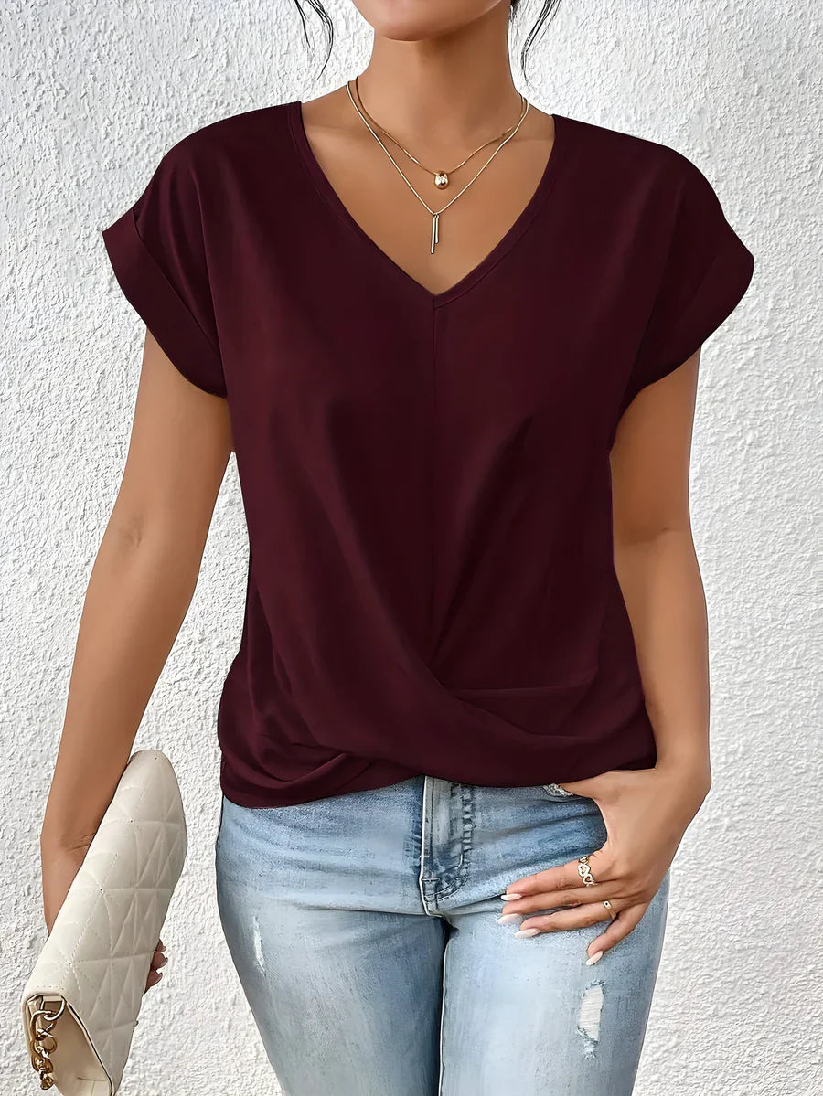 Nelle Twist Front V-Neck Top