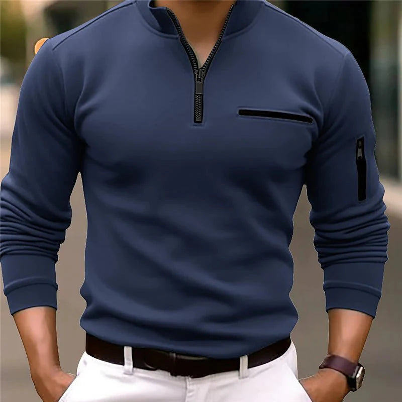 Shawn Half-Zip Sweater with Zippered Pockets