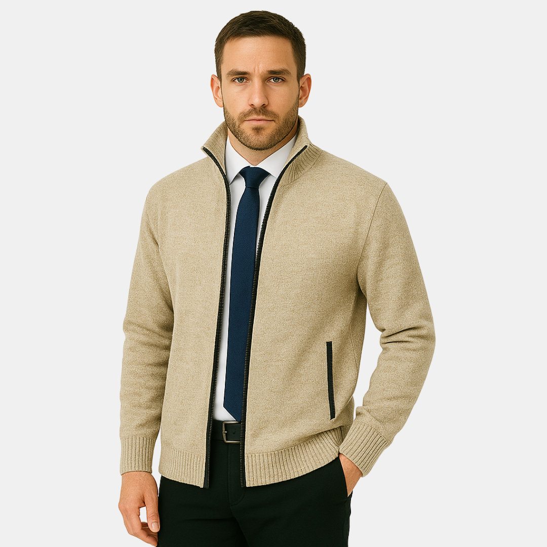 WAYLON KNIT JACKET WITH STAND COLLAR