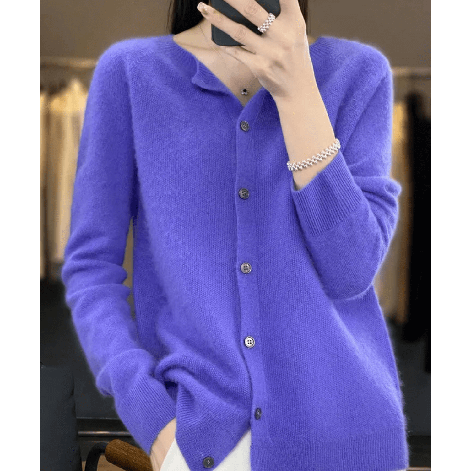 Faith Wool Ladies O-neck Cardigan Sweater