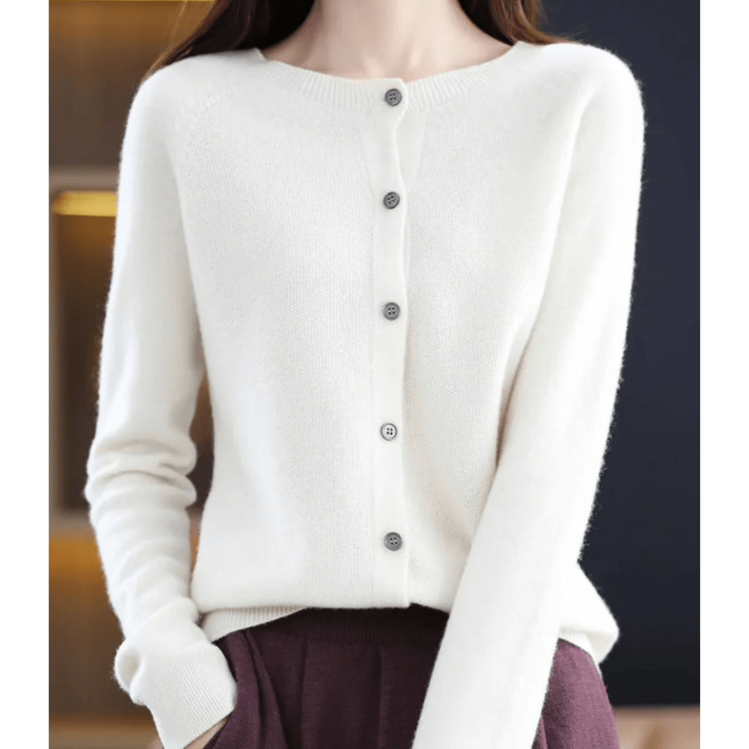 Faith Wool Ladies O-neck Cardigan Sweater