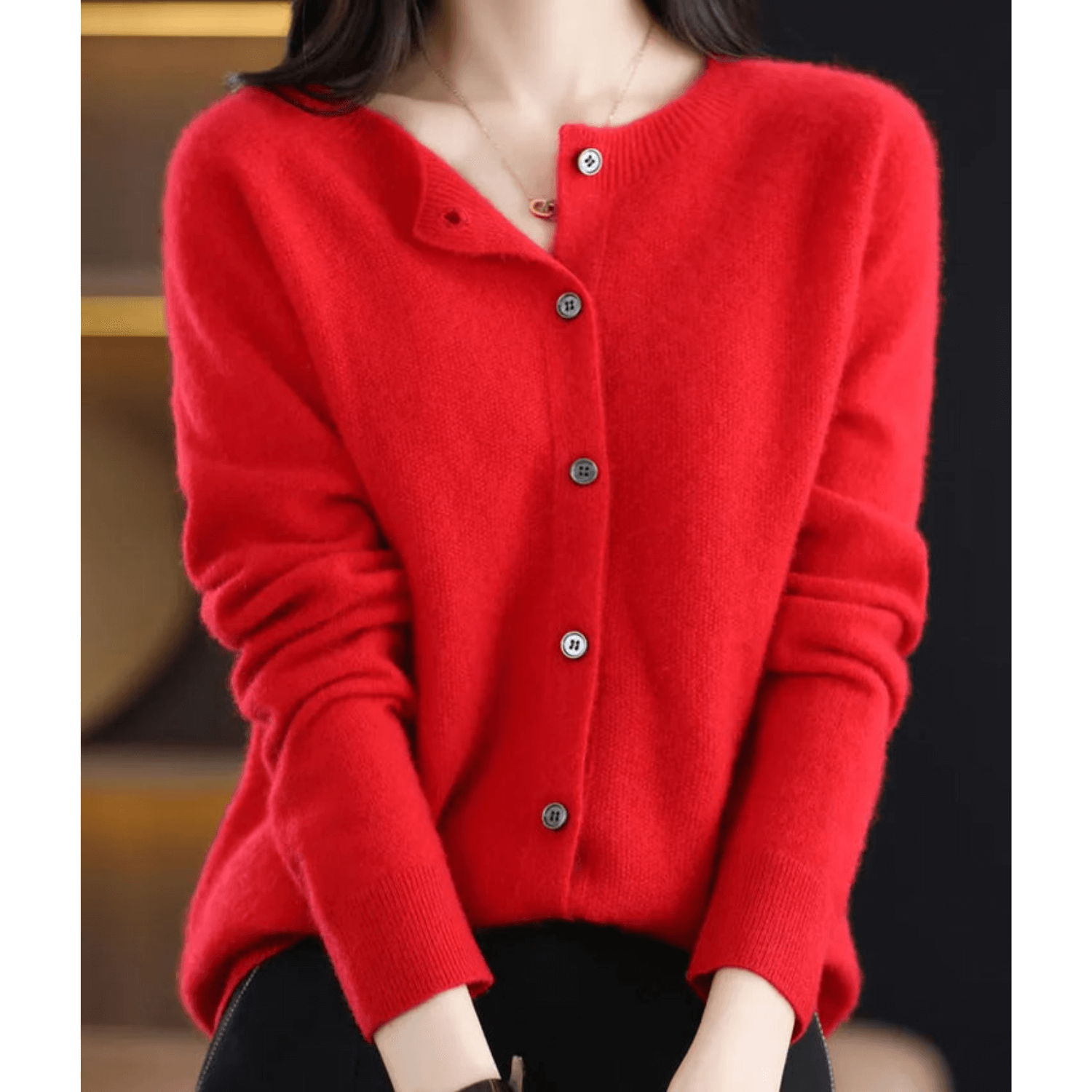 Faith Wool Ladies O-neck Cardigan Sweater