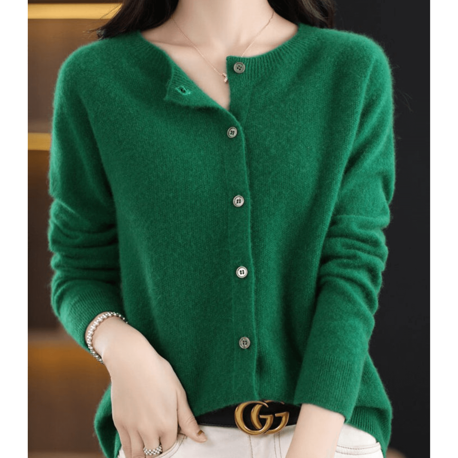 Faith Wool Ladies O-neck Cardigan Sweater