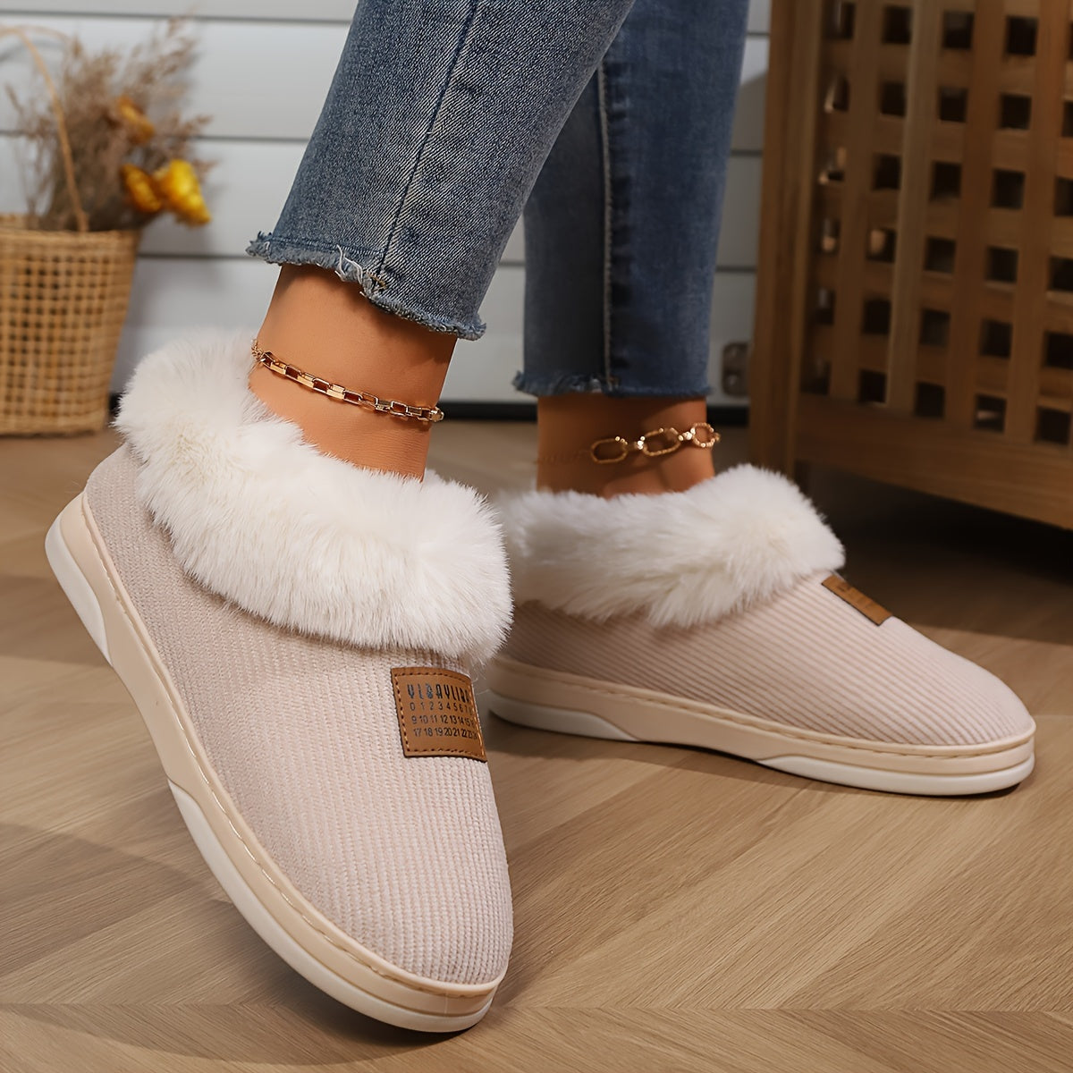 Riven Cosy fur-lined slippers ladies