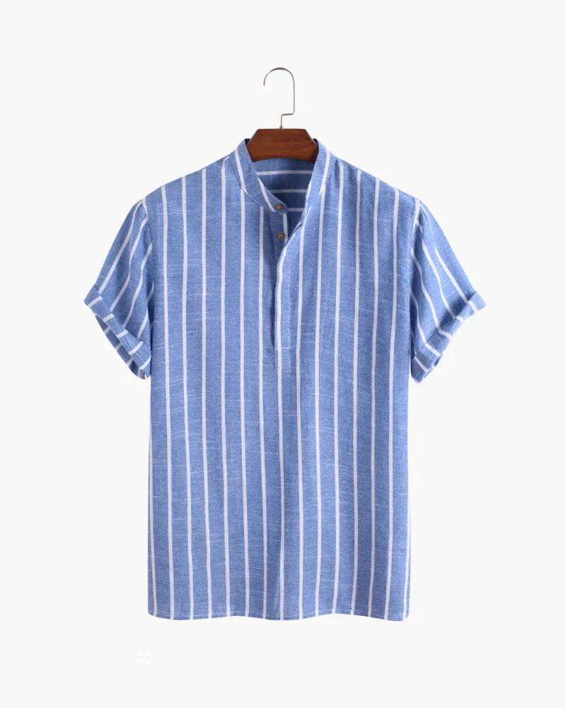 Cedric Striped Men’s Shirt with Stand Collar
