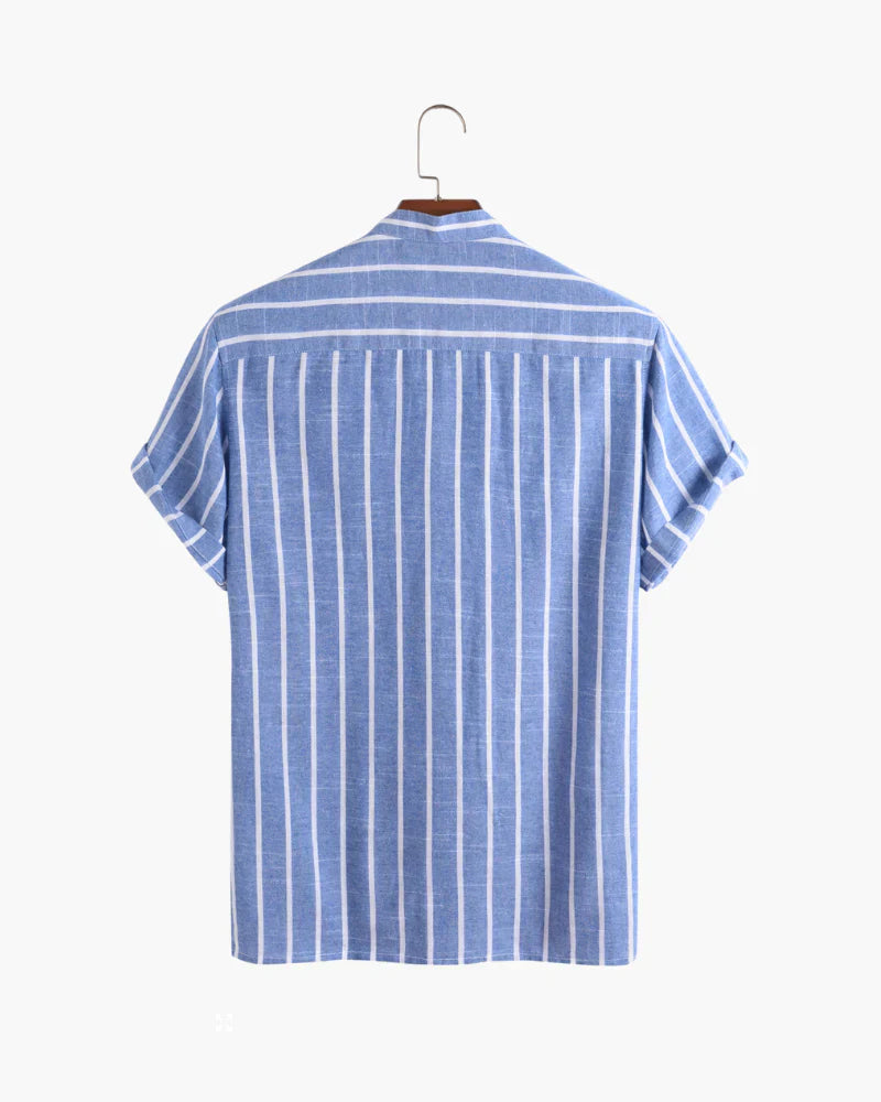 Cedric Striped Men’s Shirt with Stand Collar