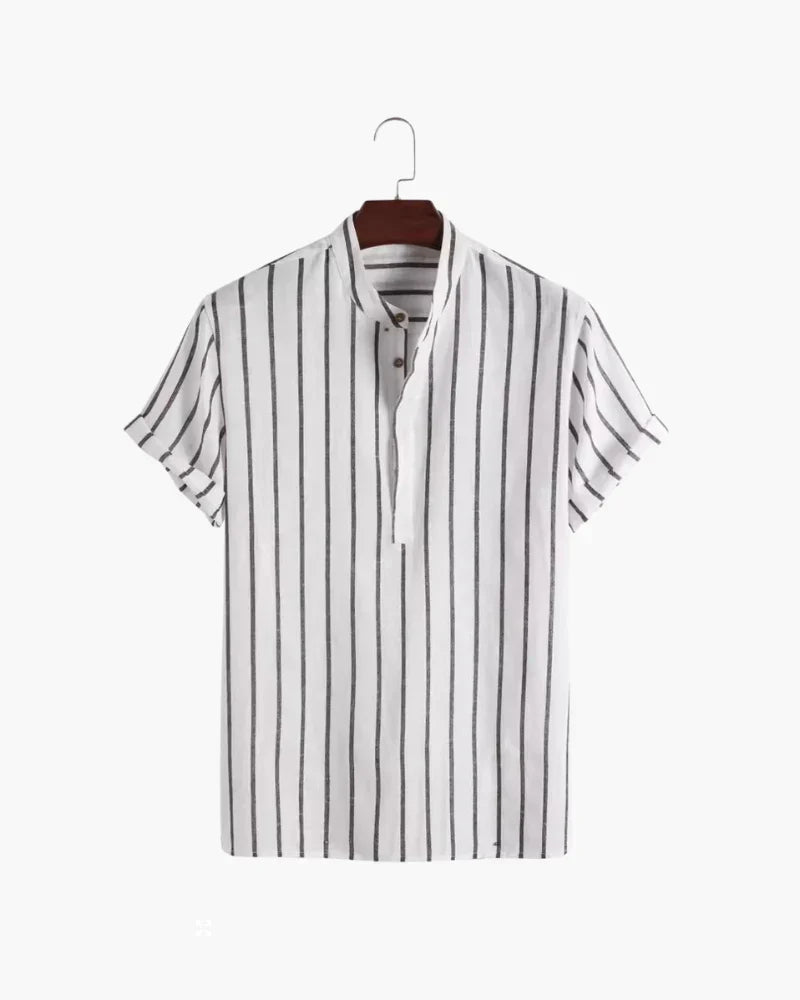 Cedric Striped Men’s Shirt with Stand Collar