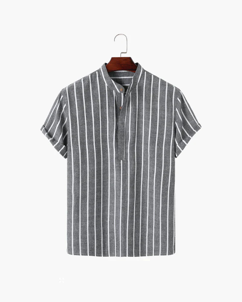 Cedric Striped Men’s Shirt with Stand Collar