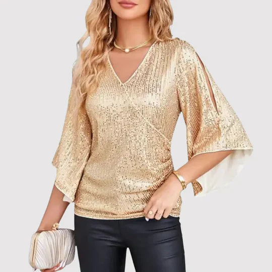 Chelsey Women’s Glitter Wrap Top
