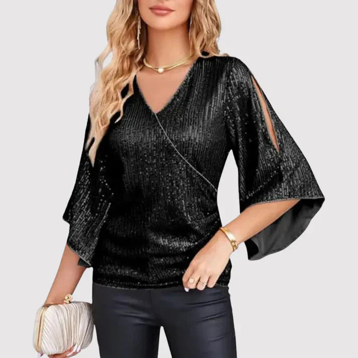 Chelsey Women’s Glitter Wrap Top
