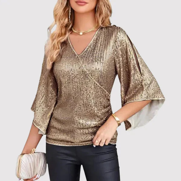 Chelsey Women’s Glitter Wrap Top