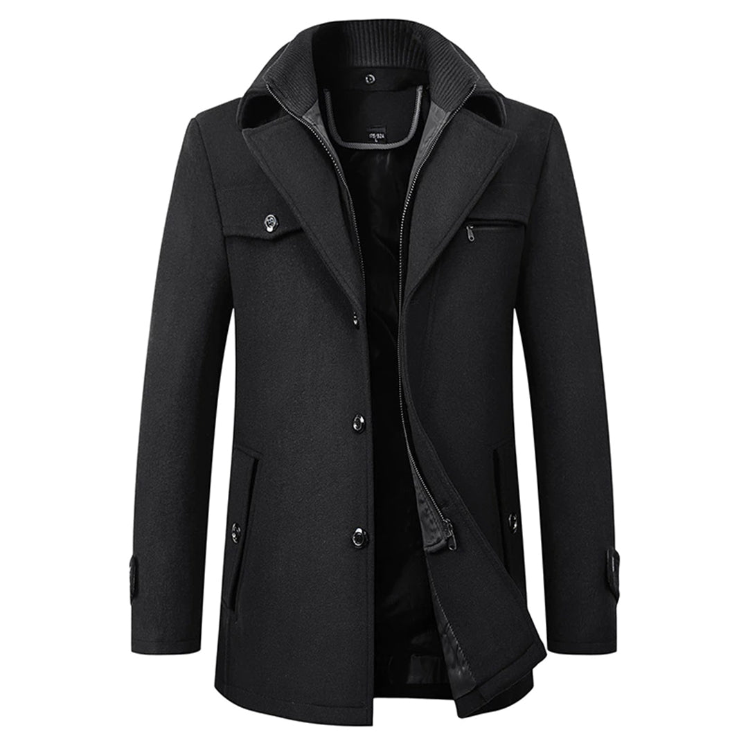 DAVID COAT WITH ZIP & BUTTON CLOSURE
