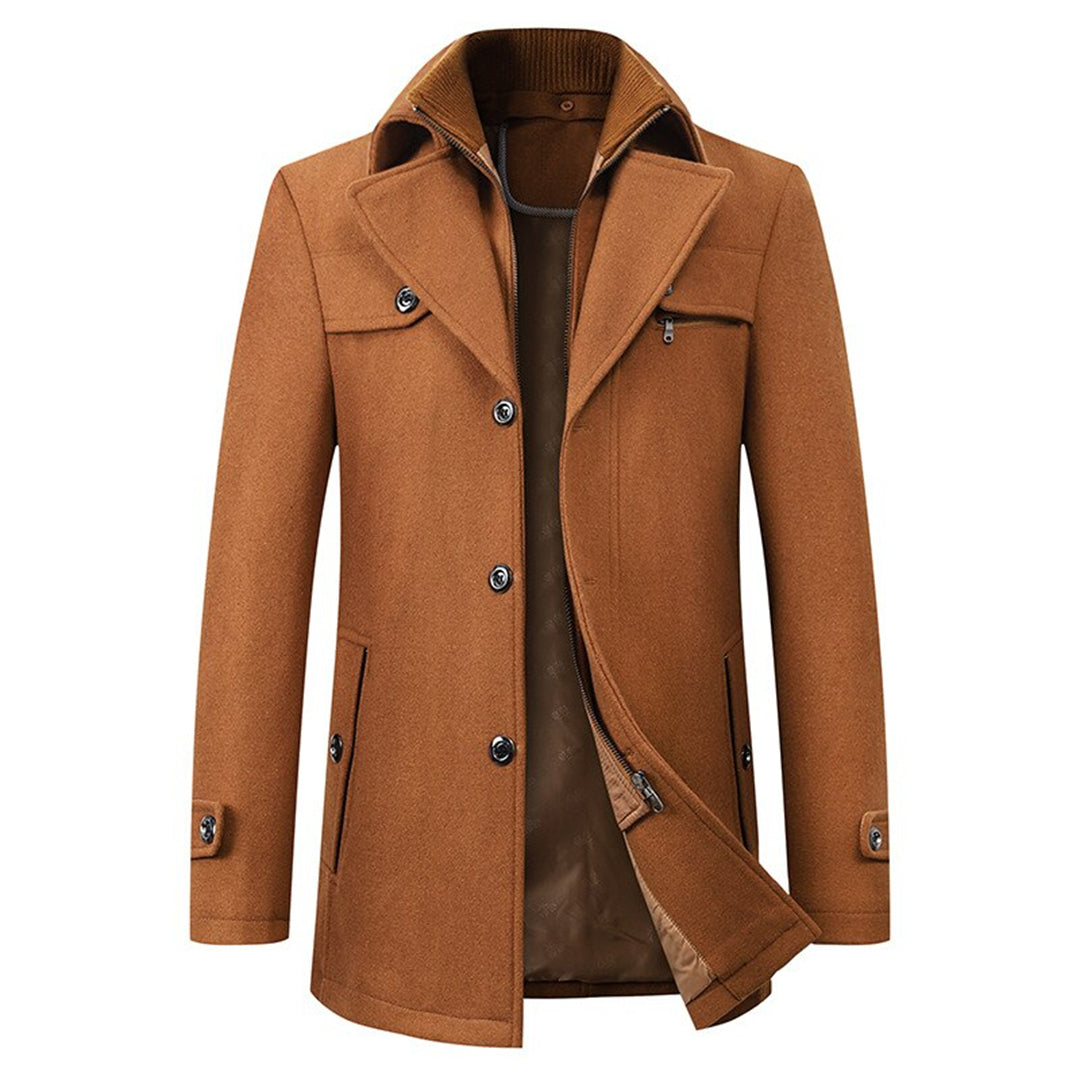 DAVID COAT WITH ZIP & BUTTON CLOSURE