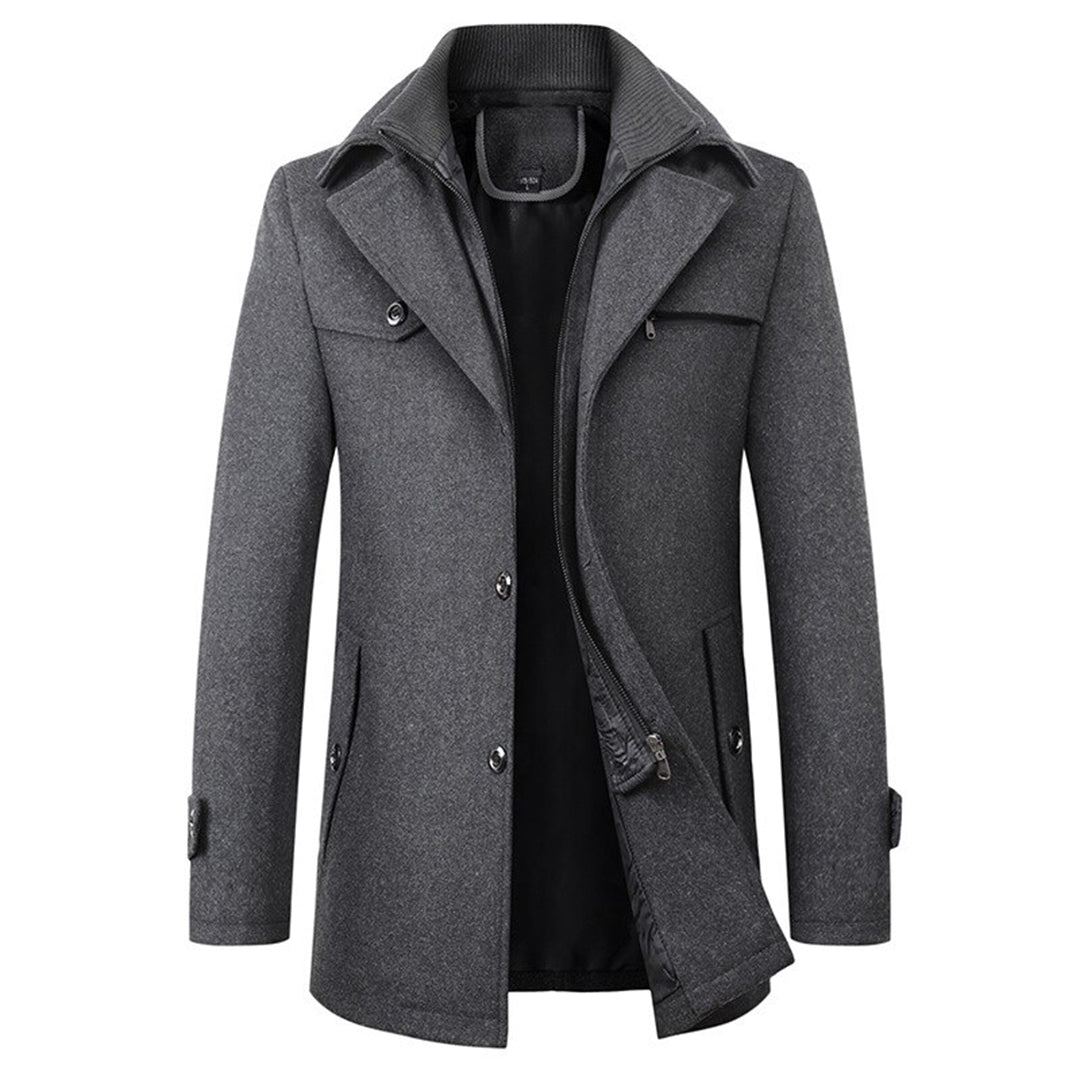 DAVID COAT WITH ZIP & BUTTON CLOSURE
