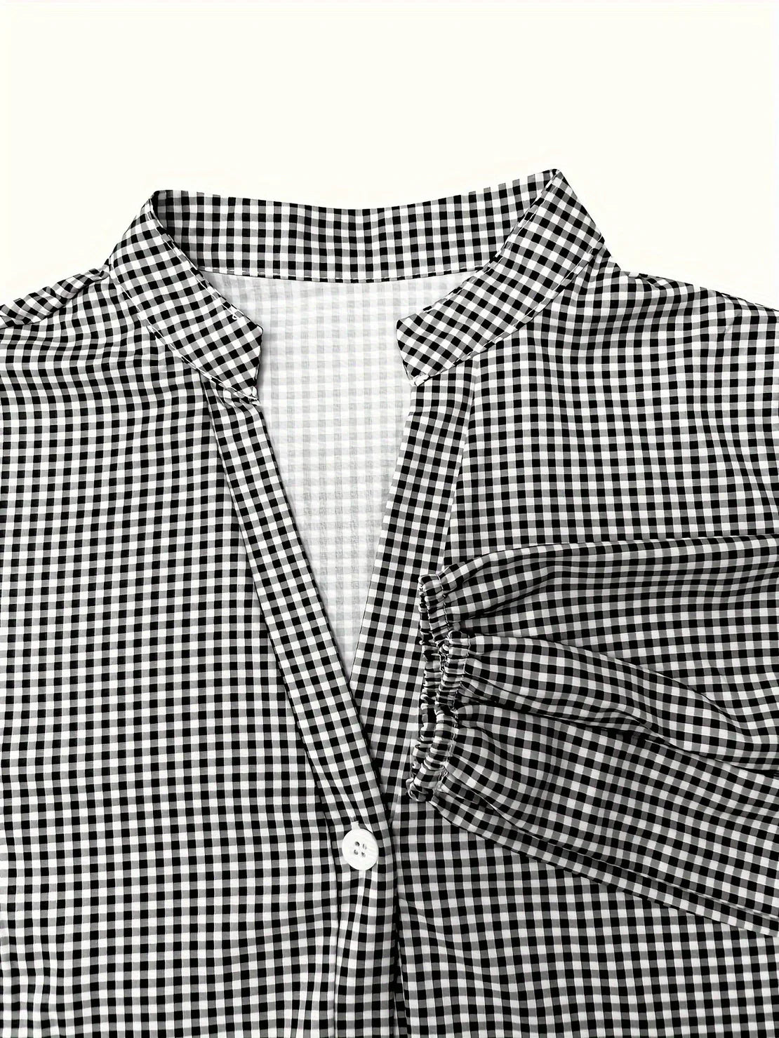Diona Gingham Shirt Dress with 3/4 Sleeves