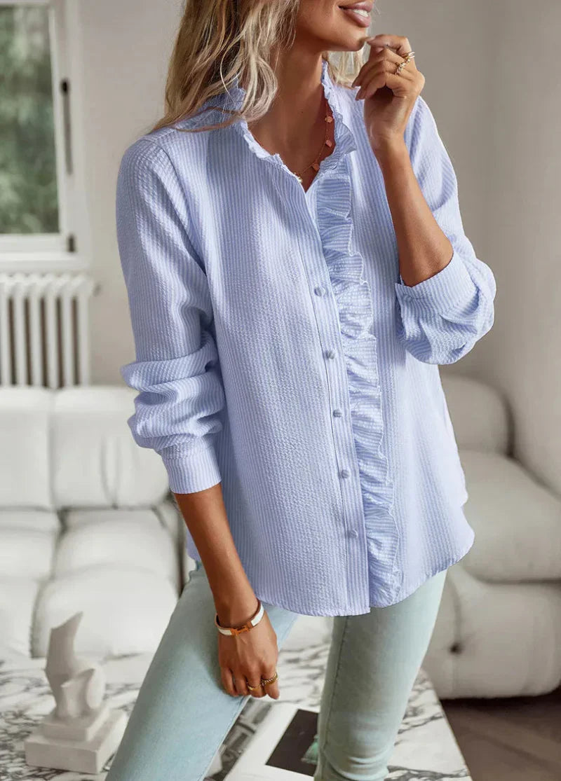 Elva Ruffle Rib Blouse