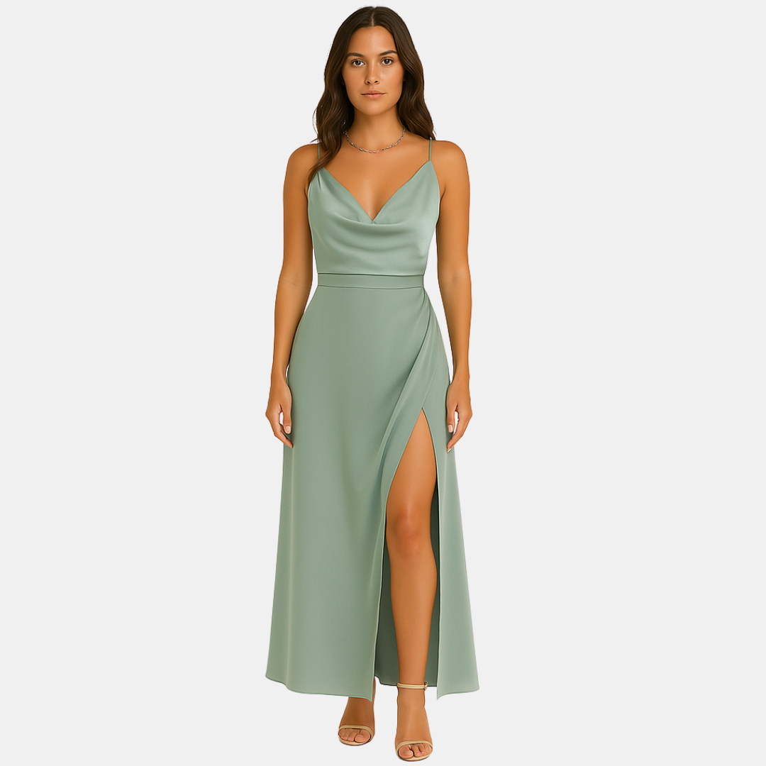 Faith Satin Look Maxi Dress With Slit