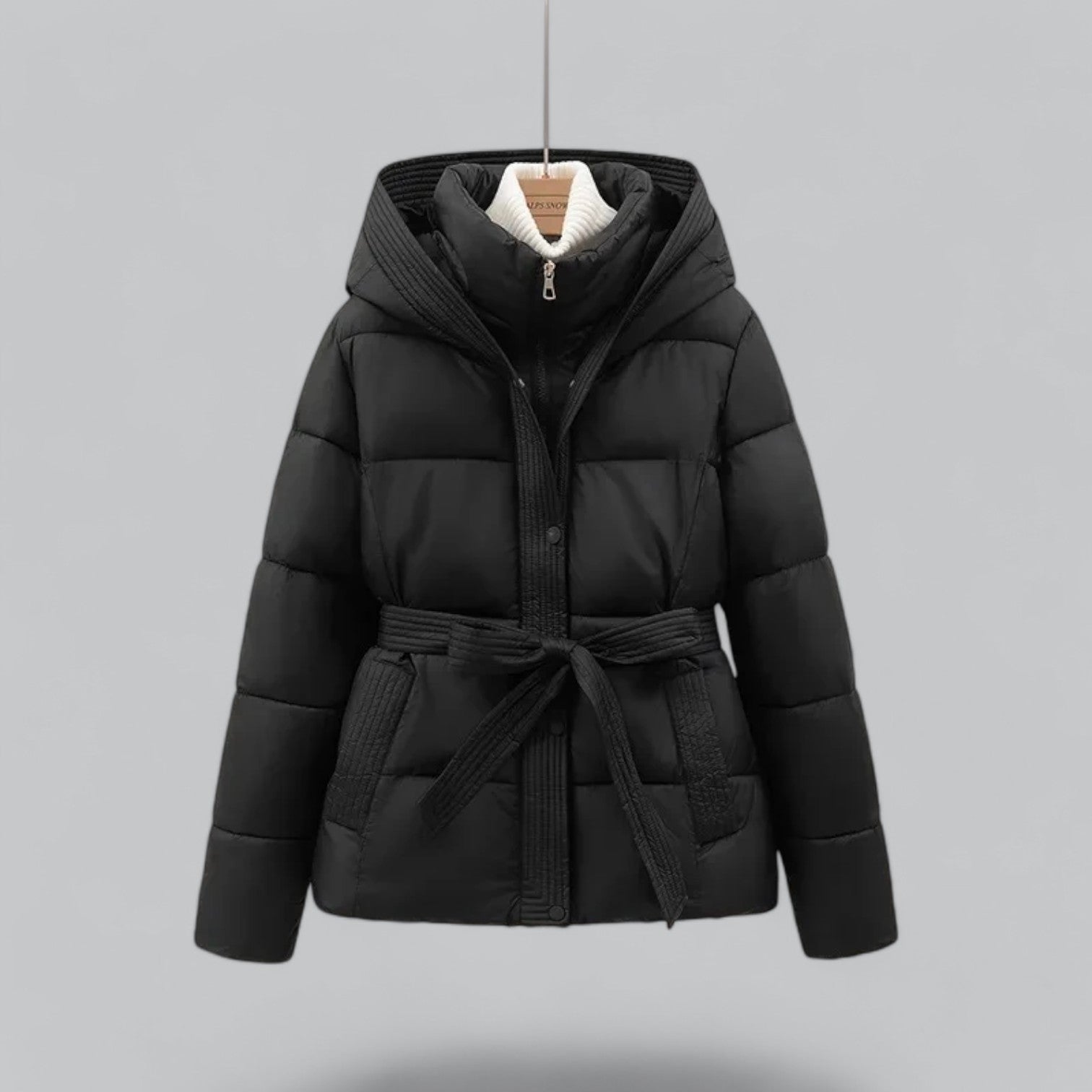 HANNAH BELTED HOODED PUFFER JACKET