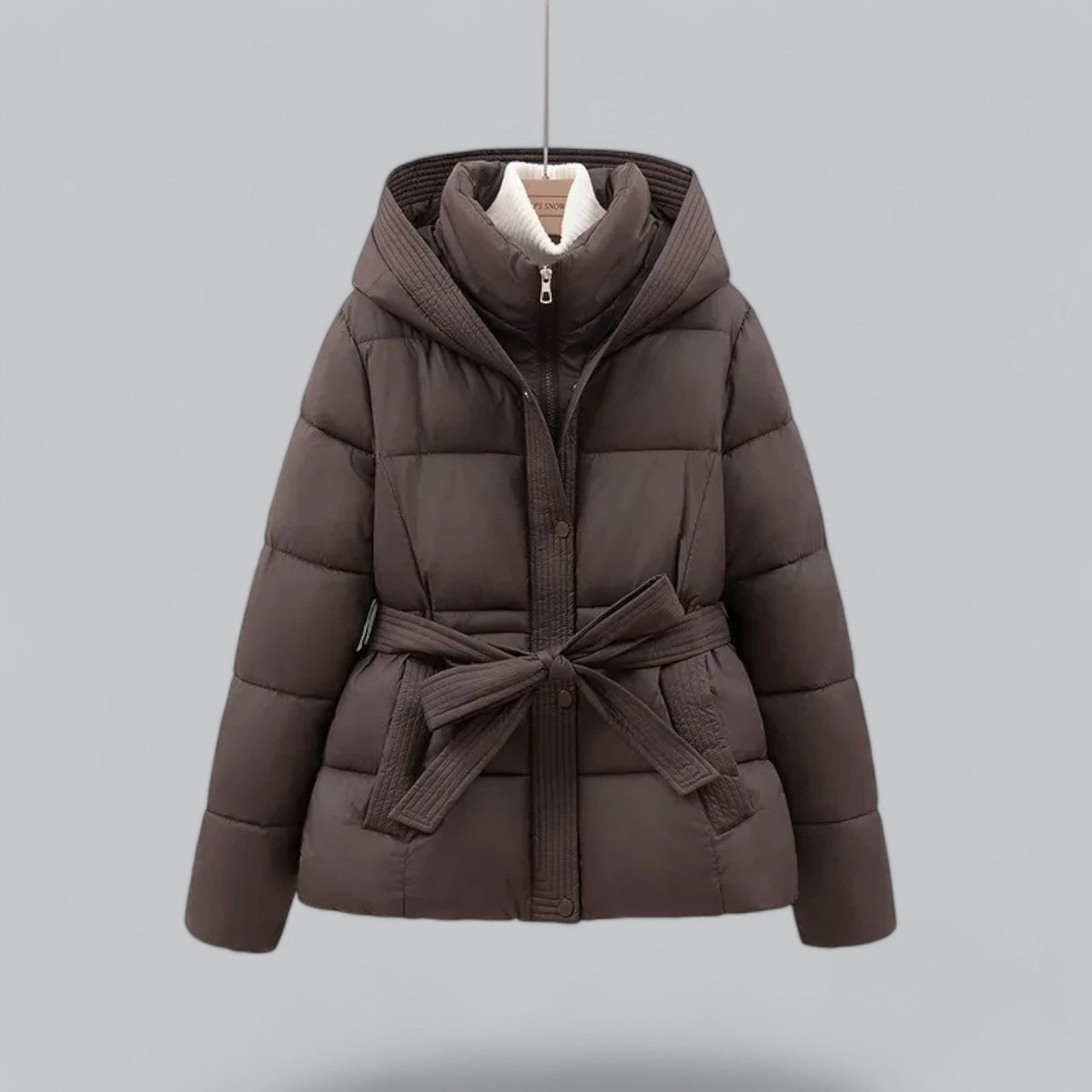 HANNAH BELTED HOODED PUFFER JACKET