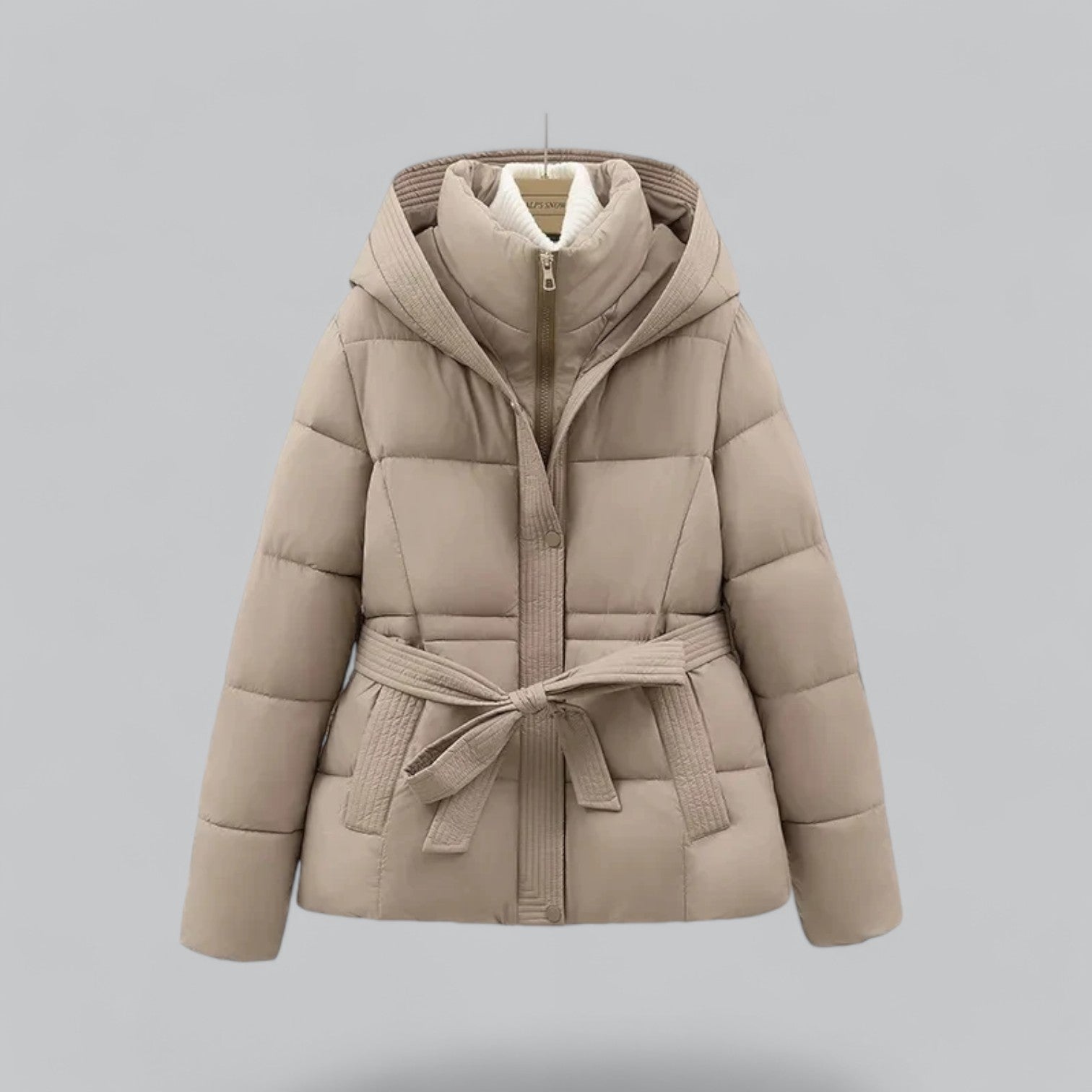 HANNAH BELTED HOODED PUFFER JACKET