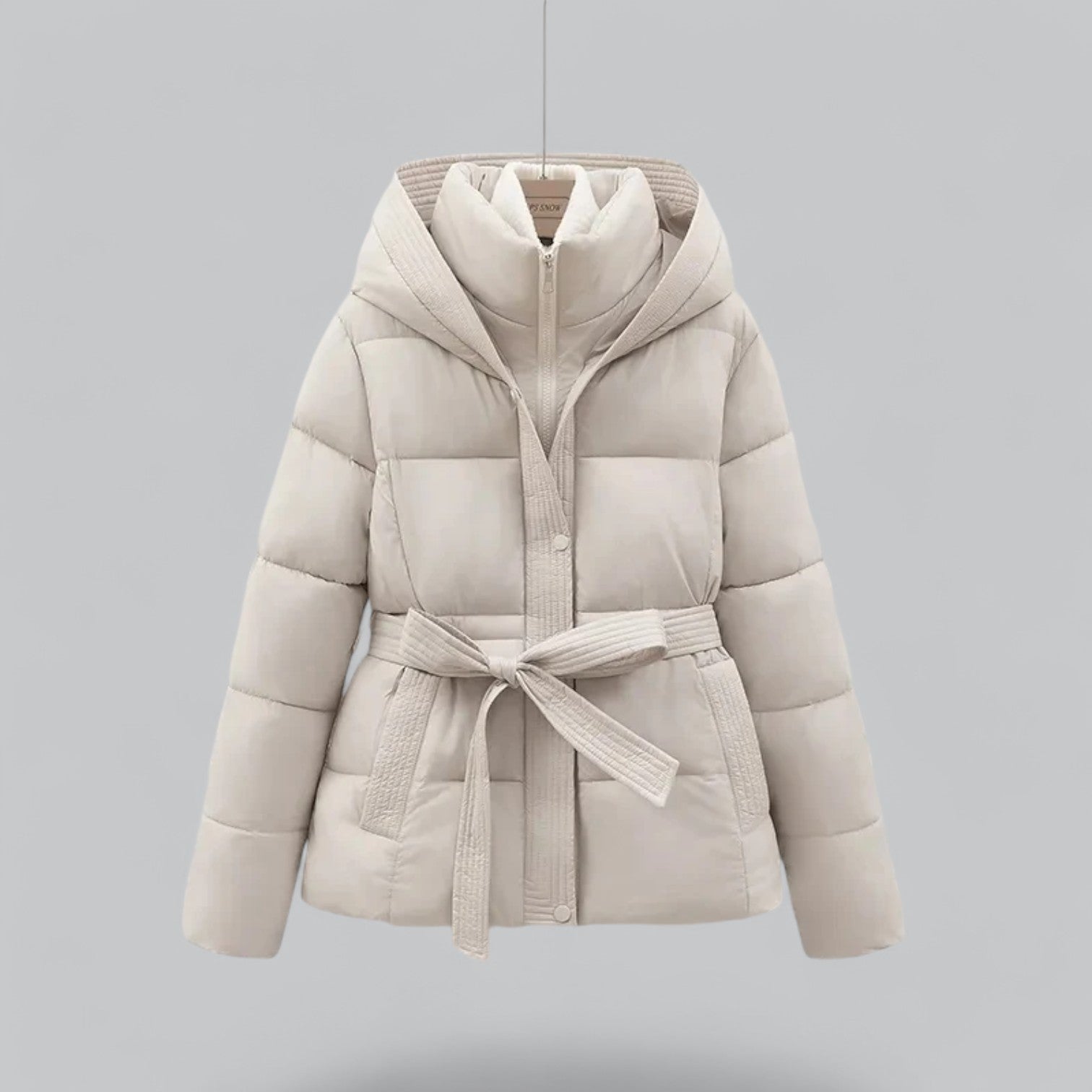 HANNAH BELTED HOODED PUFFER JACKET