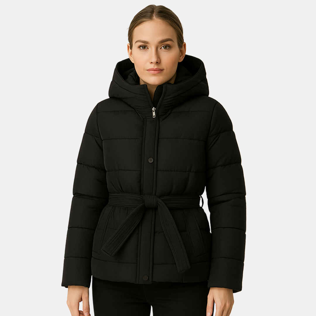 HANNAH BELTED HOODED PUFFER JACKET