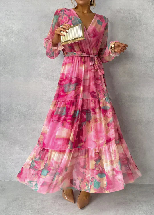 Ilena Floral Maxi Dress with Tie Waist