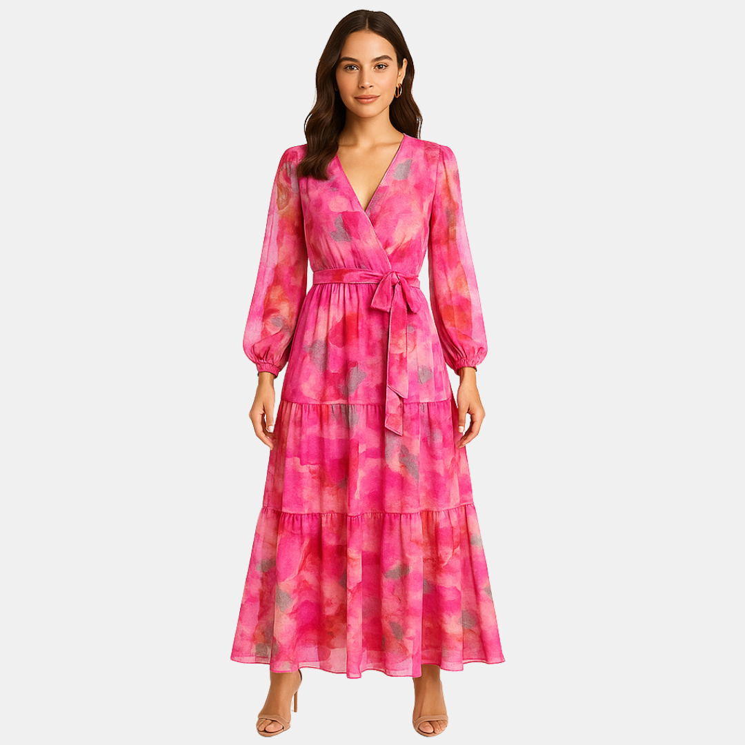 Ilena Floral Maxi Dress with Tie Waist