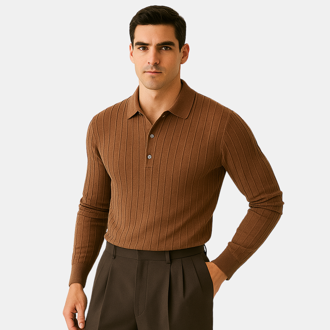 Jackson  Ribbed Long Sleeve Polo