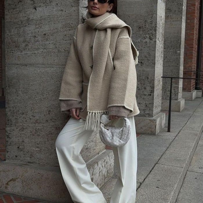 JADE OVERSIZED COAT WITH FRINGE AND STITCH DETAIL