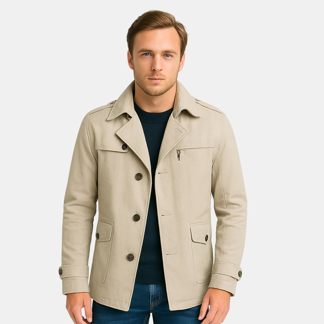 JENS CLASSIC COLLAR COAT WITH BUTTON CLOSURE