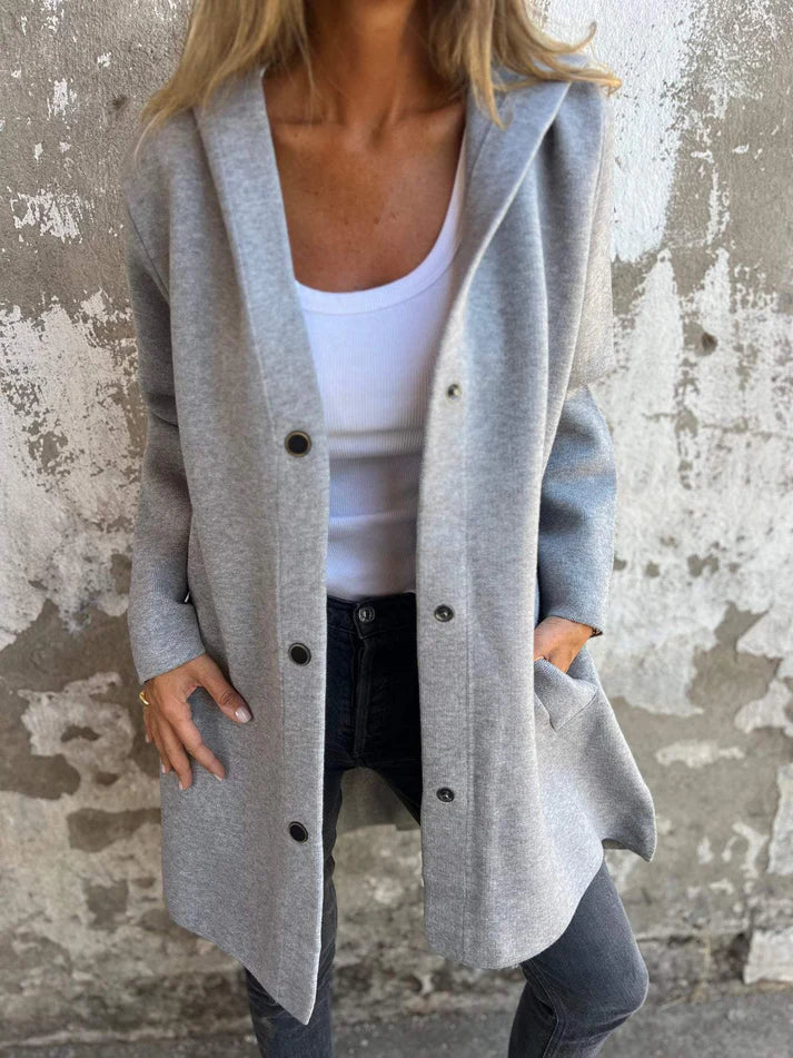 JERSEY HOODED MID-SEASON COAT