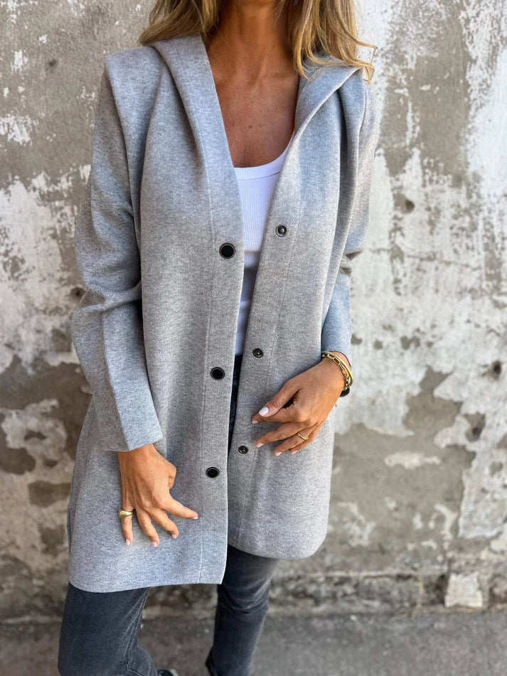 JERSEY HOODED MID-SEASON COAT