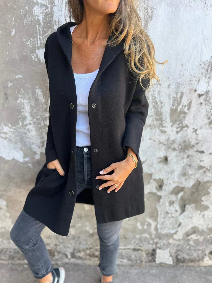 JERSEY HOODED MID-SEASON COAT