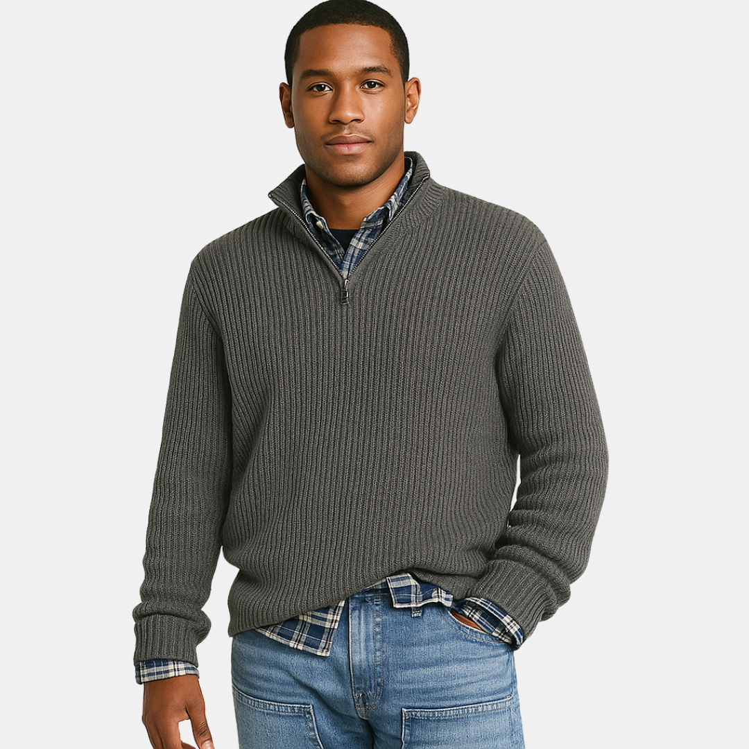 Joshua Men’s Ribbed Quarter-Zip Sweater