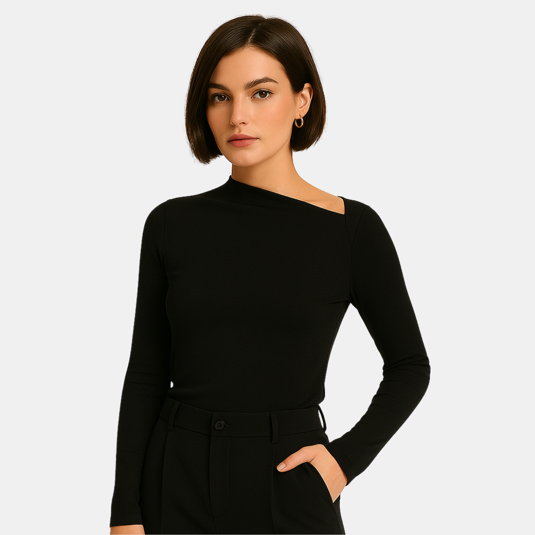 Joyce Asymmetric Neckline Long Sleeve Top