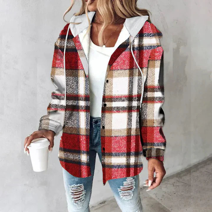 LARA CHECKERED OVERSHIRT WITH HOOD