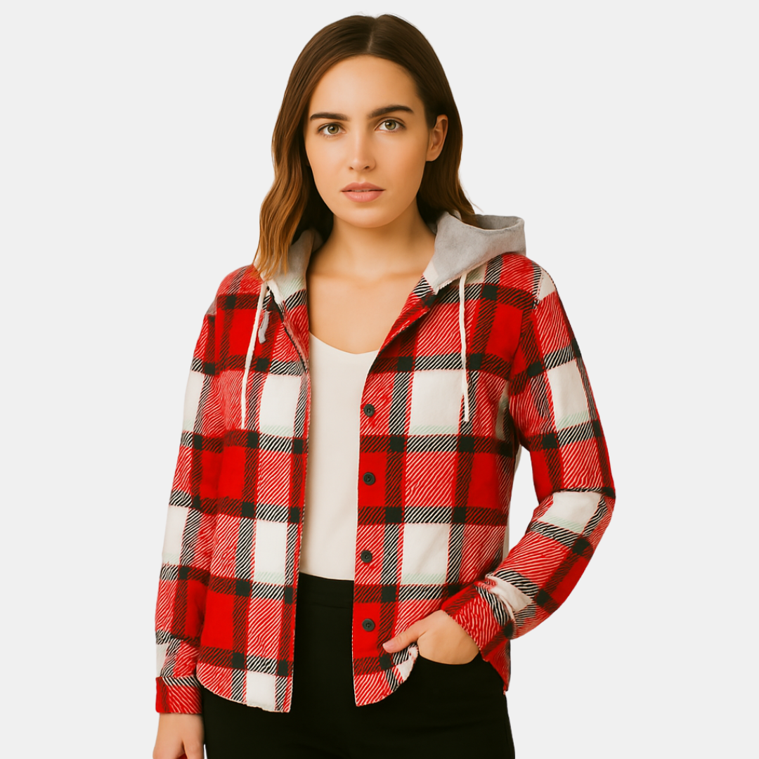 LARA CHECKERED OVERSHIRT WITH HOOD