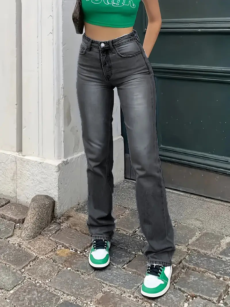 Leona Straight-Leg High Waist Jeans