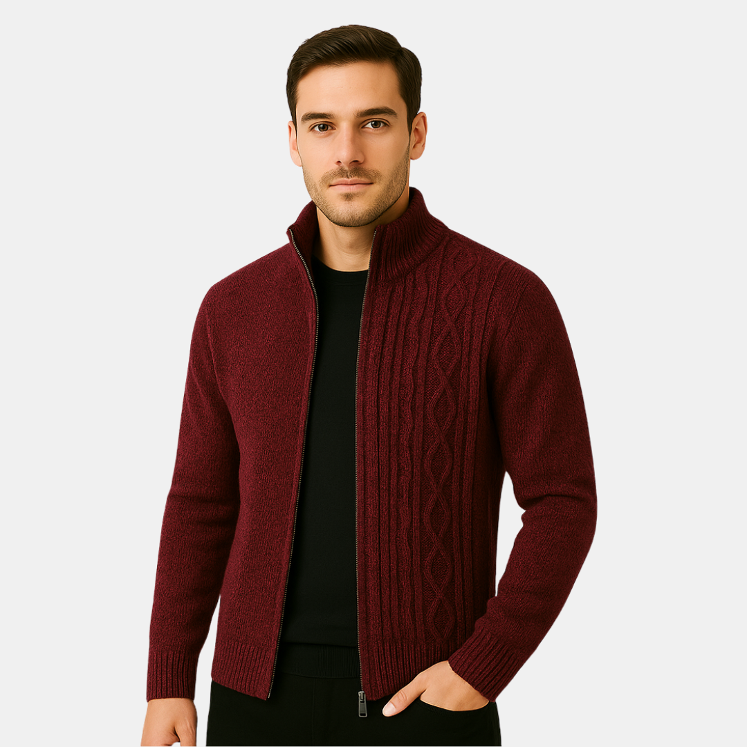 Lorenzo Full-Zip Cable Knit Cardigan